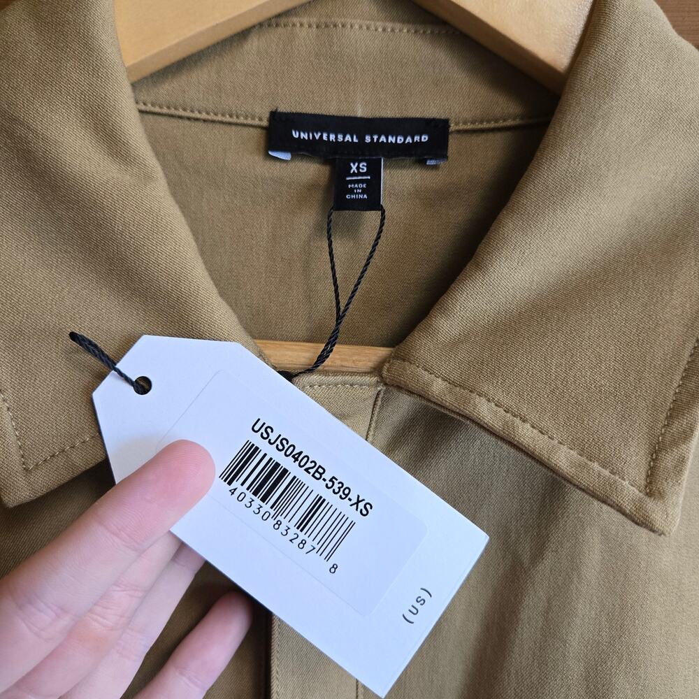 Universal Standard Kate Twill Jumpsuit NWT Vintage Khaki XS 10-12 Snap Boho Top - Picture 3 of 6